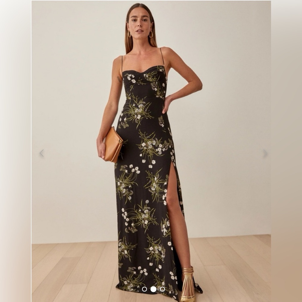 Reformation black kourtney floral print dress